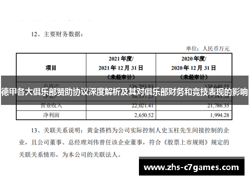 德甲各大俱乐部赞助协议深度解析及其对俱乐部财务和竞技表现的影响